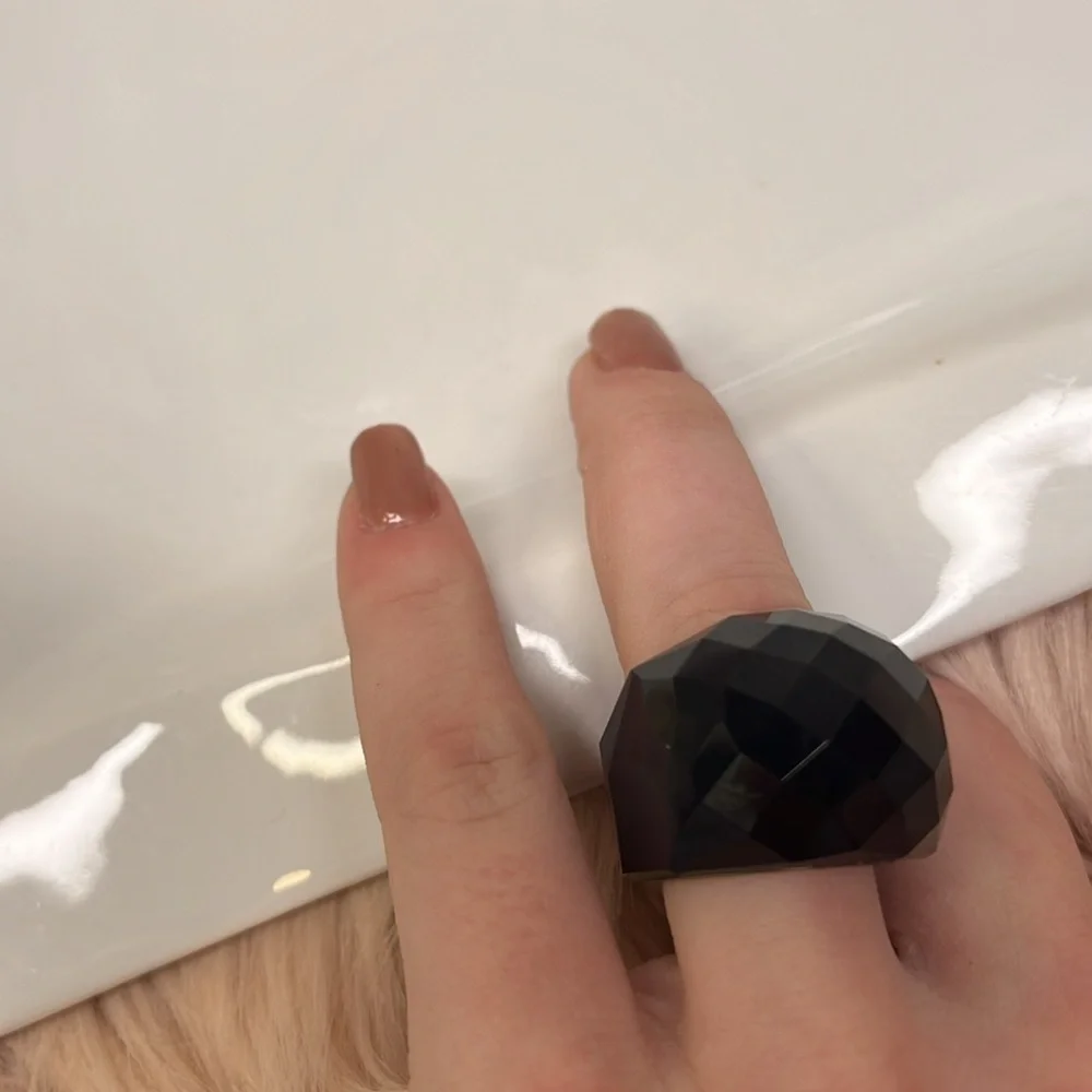 Daniel Swarovski Black Crystal Paris Ring with a Silver Tone Interior Band Color